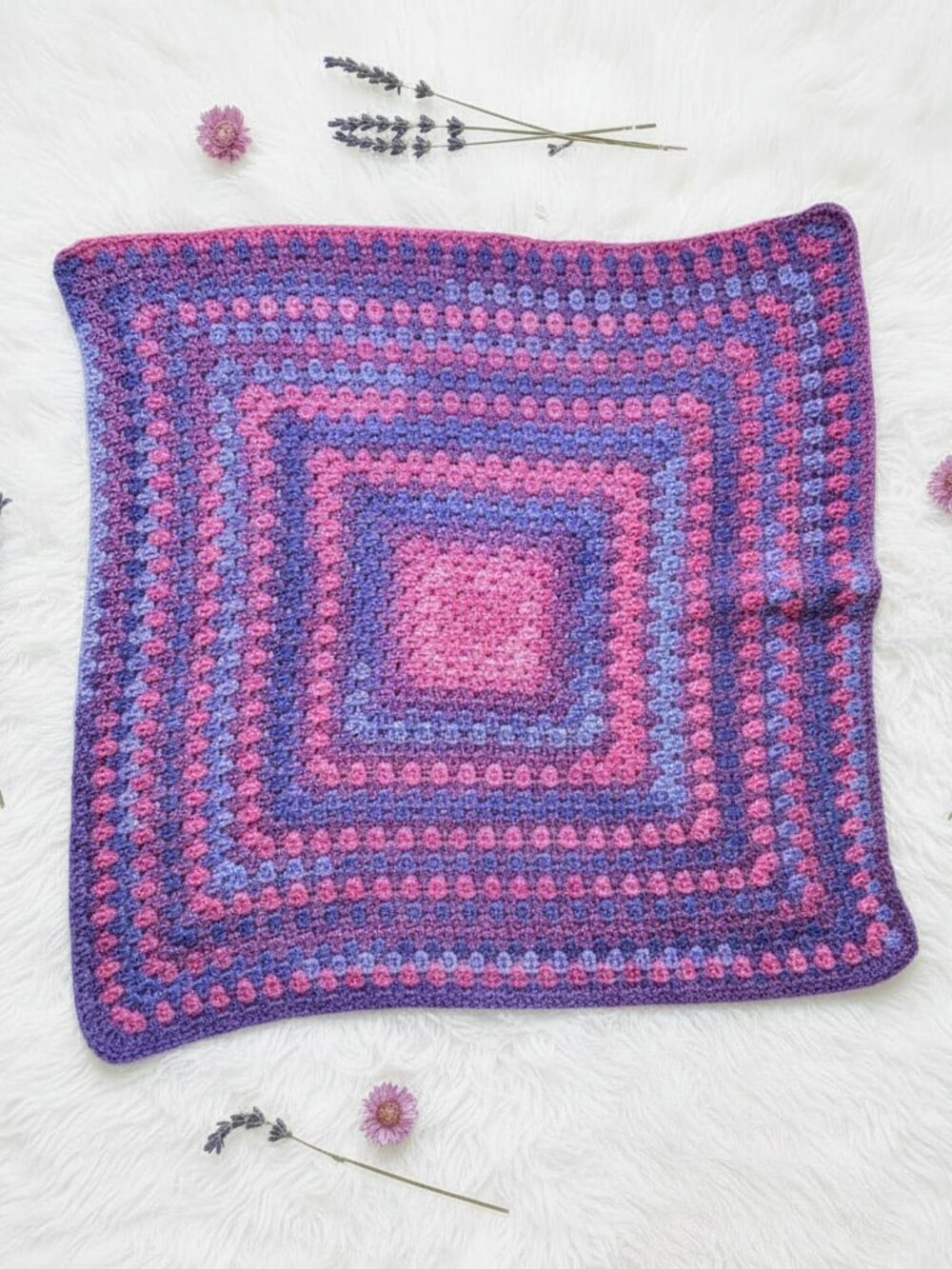 Berry Bliss Granny Square Baby Blanket | Handmade Crochet Baby Keepsake Blanket